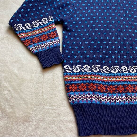 Bay Club Vintage Fair Isle Knit Crew Neck Sweater Size Medium - Picture 7 of 11